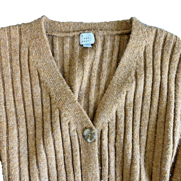 A New Day‎ Women's Crop Button Up Mustard Sweater Size M - Picture 3 of 8